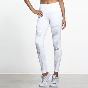 Alo Yoga High Waist Moto Leggings // White